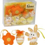 Zestaw Wielkanocnych Zawieszek Dekoracyjnych z Siankiem - Kolor Pomarańczowy