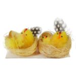 Zestaw Figurki Dekoracyjne Żółte Kurki w Gniazdach 2 Sztuki, 6 cm - obrazek 3