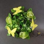 Stroik na świecę Zielony Ogród z żółtymi motylkami, średnica 8cm, Wysokość 15cm