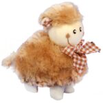 Figurka baranek ze wstążką w kratkę 14cm brązowy