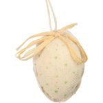 Zestaw 6 Zielono-Białych Jajek w Kropki - Ozdoby Wielkanocne 6 cm - obrazek 3