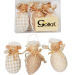 Zestaw 3 Brązowych Baranków Wielkanocnych do Zawieszenia, 7 cm