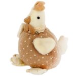 PLUSZOWA KURA W KROPKI - DEKORACJA WIELKANOCNA 12 CM, KOLOR BRĄZOWY