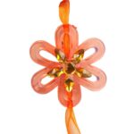 POMARAŃCZOWA TAŚMA DEKORACYJNA Z PLASTIKOWYMI KWIATKAMI 165 CM - obrazek 2