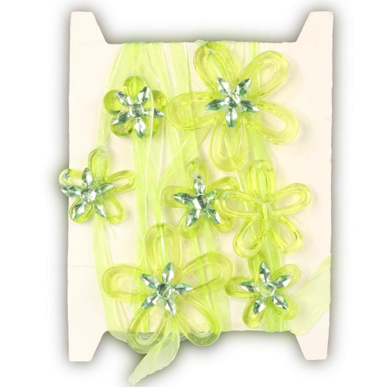 YX-73911L Taśma Dekoracyjna z Plastikowymi Kwiatami Zielone Wstążki 165 cm - obrazek 1