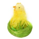 Żółty Kurczak z Piórek w Gnieździe Sizalowym - Dekoracja Wielkanocna i Tematyczna - obrazek 2