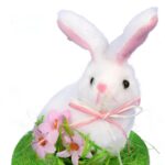 ZAJĄCZEK Z KWIATKAMI DEKORACJA WIELKANOCNA 12CM RÓŻOWA - obrazek 2
