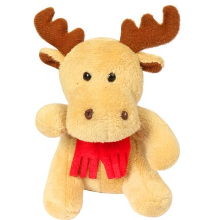Renifer siedzący pluszowy beżowo-brązowy 20 cm