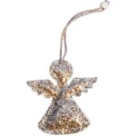 Złoty Anioł Brokatowa Zawieszka do Dekoracji Świątecznych