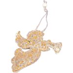 ANIOŁ ZAWIESZKA BROKATOWA ZŁOTA - obrazek 2