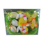 Komplet 8 Ozdób Wielkanocnych z Sizalem w Pudełku 18x14cm