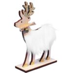 Dekoracyjny Renifer Drewniany z Futerkiem i Bożonarodzeniowym Dzwonkiem - obrazek 2