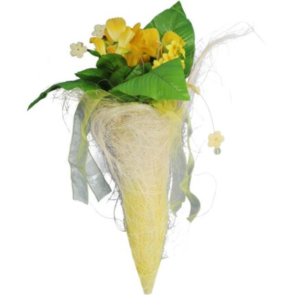 KWIATY W KOKONIE Z SIZALU DEKORACJA WIELKANOCNA DO POWIESZENIA ŻÓŁTA