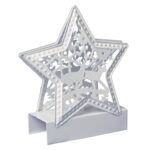 Metalowa Gwiazda Świąteczna LED zmieniająca kolory, biała, 13 cm, na baterie