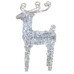 Renifer z białym LED, ruchomą głową, 70 cm, zasilany sieciowo, do użytku na zewnątrz i wewnątrz.