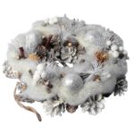 Wianek świąteczny dekoracja na drzwi 26 cm biały - obrazek 3