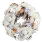 Wianek świąteczny dekoracja na drzwi 26 cm biały