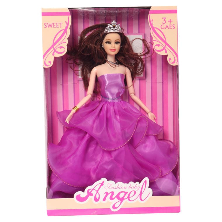 ZAB-J182 Królewska Lalka w Fioletowej Balowej Sukni i Koronie - obrazek 1