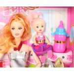 Zestaw do zabawy z lalką i jej maluszkem z akcesoriami, czerwony - obrazek 2