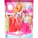 Zestaw do zabawy z lalką i jej maluszkem z akcesoriami, czerwony - obrazek 3