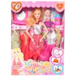 Zestaw do zabawy z lalką i jej maluszkem z akcesoriami, czerwony