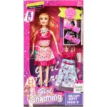 Zestaw dla Dziewczynki: Lalka z Błyszczącą Sukienką i Akcesoriami do Włosów