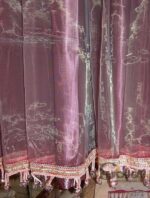 Elegancka Dwuwarstwowa Zasłona w Pudrowym Rużu z Koralikowymi Zdobieniami - obrazek 2