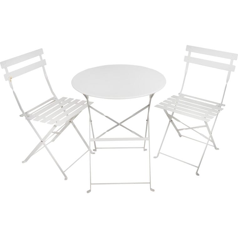 ZBB1 Zestaw bistro w stylu francuskim - składany stół i krzesła, kolor biały - obrazek 1
