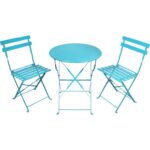 Zestaw Bistro Francuskie na Balkon lub Ogród - Składany Stół i Krzesła w Kolorze Niebieskim
