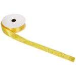 Żółta Wstążka Wiosenna z Kwiatkami 2,5 cm do Dekoracji Wielkanocnych i Prezentów, 3m