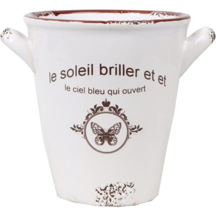 Ceramiczna Osłonka Vintage w Stylu Emaliowanego Kubka, Kolor Kremowy, 10,5 cm