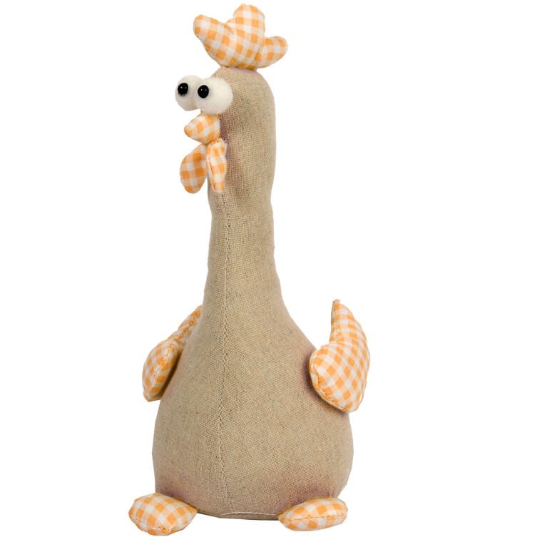 ZX20531P Figurka Wielkanocna Stojący Kogut 25cm, Pomarańczowy z Biało-Różową Kratką - obrazek 1