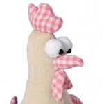 Kura Wielkanocna z Materiału 25cm - Dekoracja Wiosenna w Biało-Różową Kratkę - obrazek 2