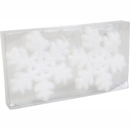 Komplet 2 Białych Opalizujących Śnieżynek Styropianowych 11cm w Boxie PVC