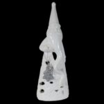 Lampion Ceramiczny Mikołaj z Choinką na Tealighta, 23.5 cm, Biały