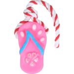 Gryzak piszczący różowy laczek ze sznurkiem - obrazek 2