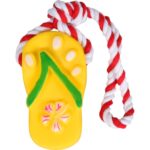 Gryzak piszczący żółty laczek ze sznurkiem - obrazek 2