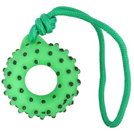 Zielony, Gumowy Gryzak dla Psa w Kształcie Pączka z Piszczakiem