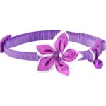 Fioletowa Obroża dla Zwierząt z Ozdobnym Kwiatkiem i Praktycznym Dzwoneczkiem - obrazek 2
