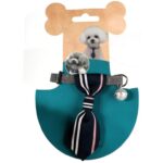 Elegancka Obroża dla Pupila z Krawatem i Dzwoneczkiem w kolorach Granatowym i Różowym - obrazek 2