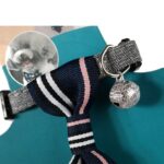 Elegancka Obroża dla Pupila z Krawatem i Dzwoneczkiem w kolorach Granatowym i Różowym - obrazek 3