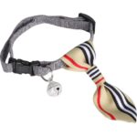 Beżowa Obroża Elegancka z Krawatem i Dzwoneczkiem dla Zwierząt Domowych - obrazek 2