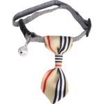 Beżowa Obroża Elegancka z Krawatem i Dzwoneczkiem dla Zwierząt Domowych - obrazek 3