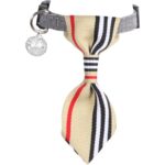 Beżowa Obroża Elegancka z Krawatem i Dzwoneczkiem dla Zwierząt Domowych