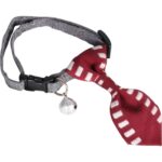 Elegancka Obroża z Krawatem i Bezpiecznym Dzwoneczkiem w Kolorze Bordowym - obrazek 2