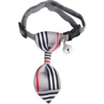 Obroża Ozdobna z Krawatem i Bezpiecznym Dzwoneczkiem w Kolorze Szarym dla Pupila - obrazek 2