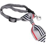 Obroża Ozdobna z Krawatem i Bezpiecznym Dzwoneczkiem w Kolorze Szarym dla Pupila - obrazek 3