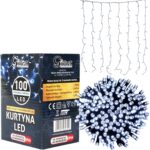 Kurtyna Świetlna LED Sople 100 Diód, Zimny Biały, 3m, 6W Energooszczędna, Zasilanie Sieciowe