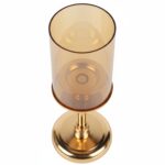 ELEGANCKI ZŁOTY ŚWIECZNIK ZE SZKLANYM CYLINDREM 35 CM - obrazek 3