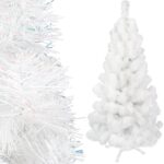 Biała HOLO choinka świerkowa na plastikowej podstawie 180 cm